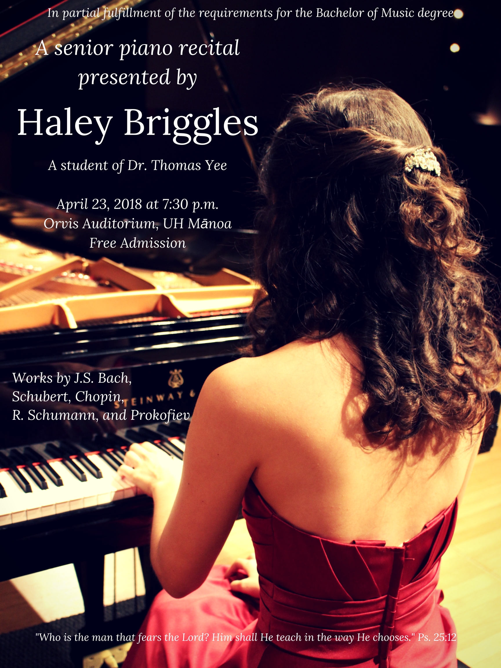 Ms. Haley’s upcoming senior recital!!!