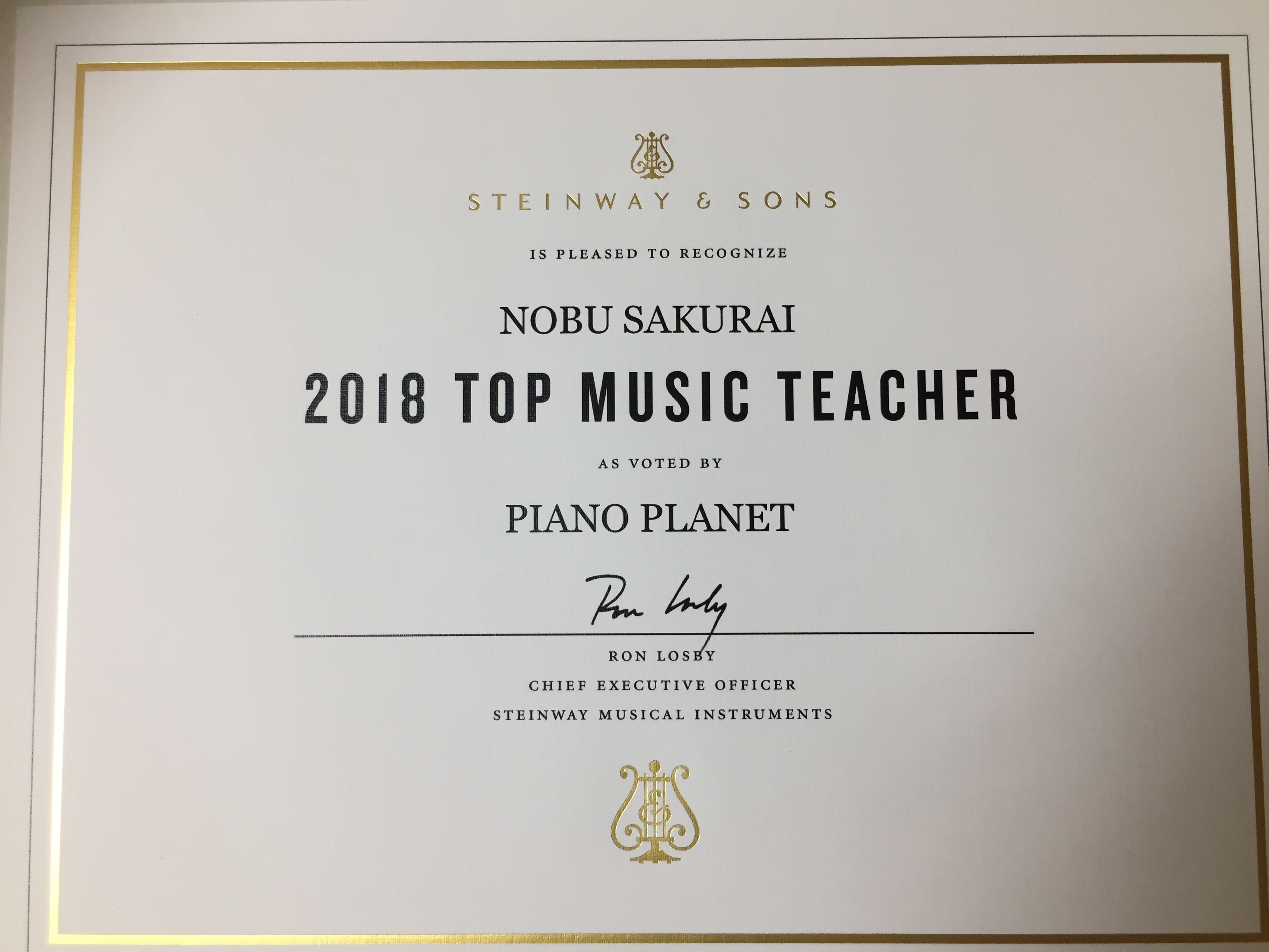 Top Piano Studio 2018 Award!